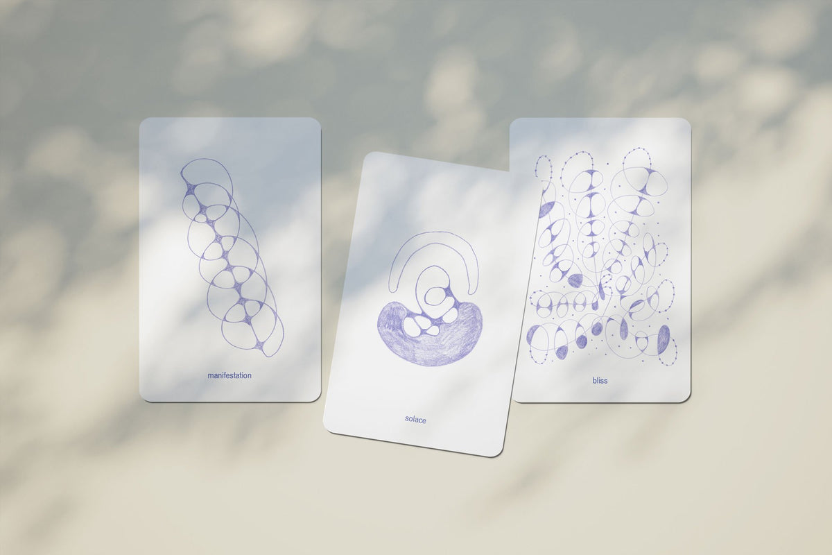 Wisdom Cards, drei Karten im Blattschatten